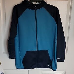 Xersion, boys large (14-16) long sleeved jacket with front zipper and hood.